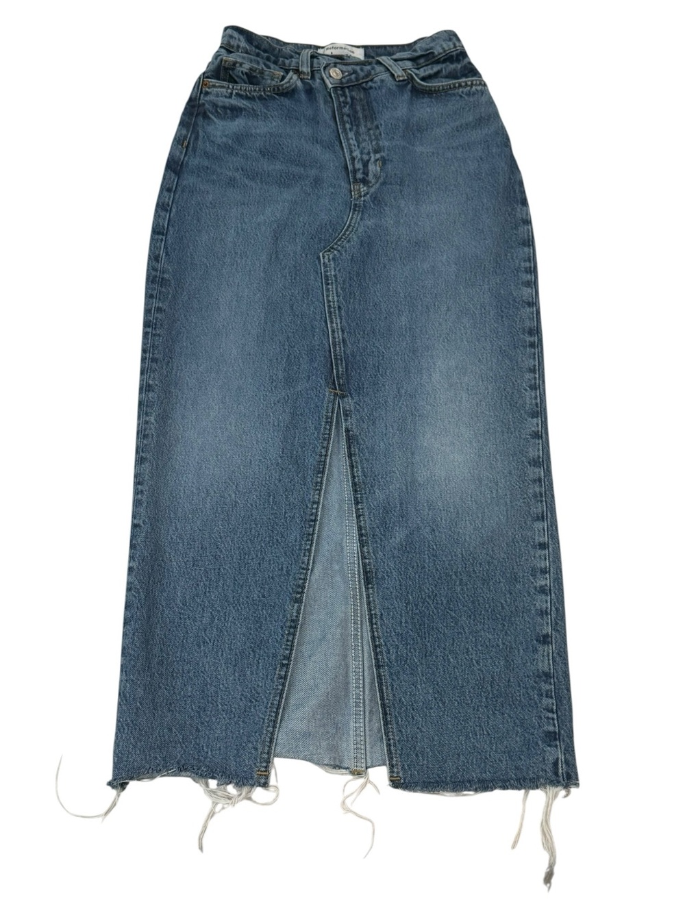 Reformation Nila Long Skirt Light Blue Denim Jean Womens Size 24 - Picture 2 of 8